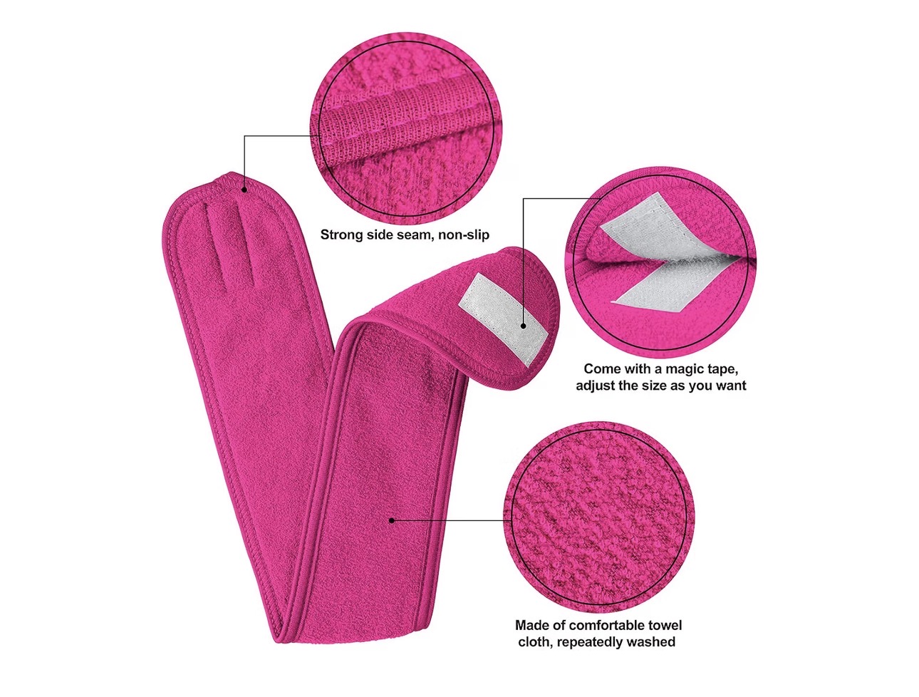 Hot pink plush spa headband